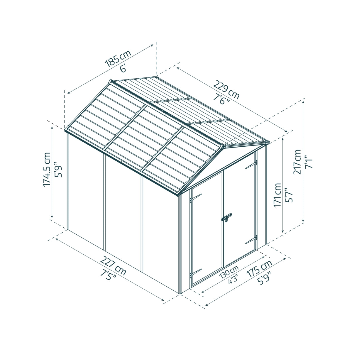 Palram - Canopia | Rubicon 6ft Ultra Durable Outdoor Storage Shed for Garden Dark Grey Series