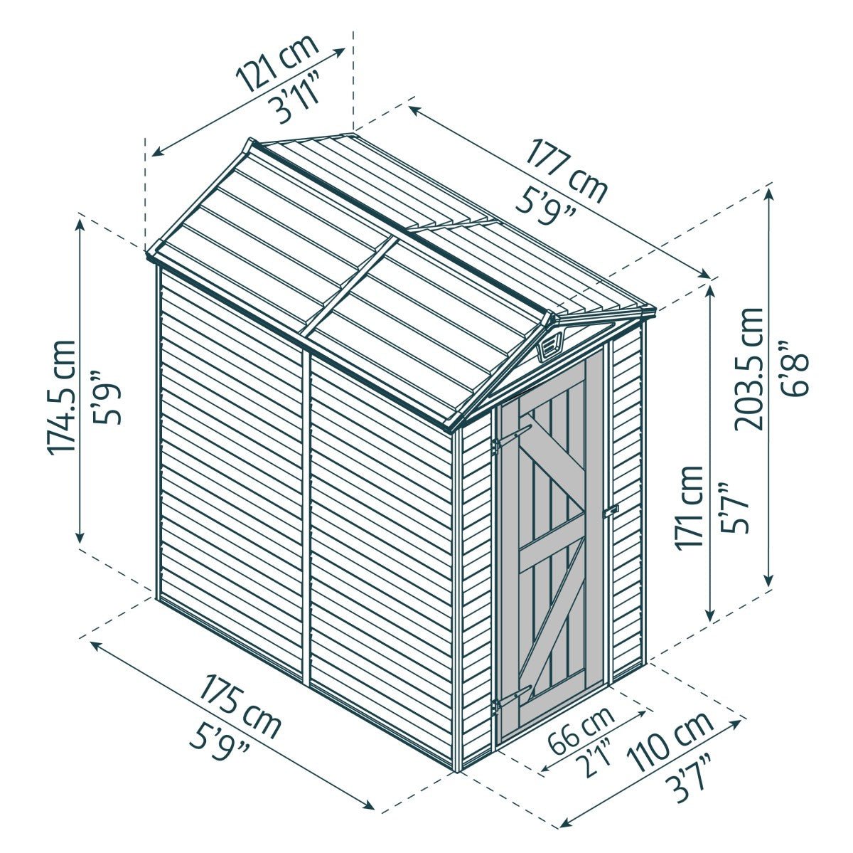 Palram - Canopia | SkyLight Polycarbonate Storage Shed -4x6 ft Tan
