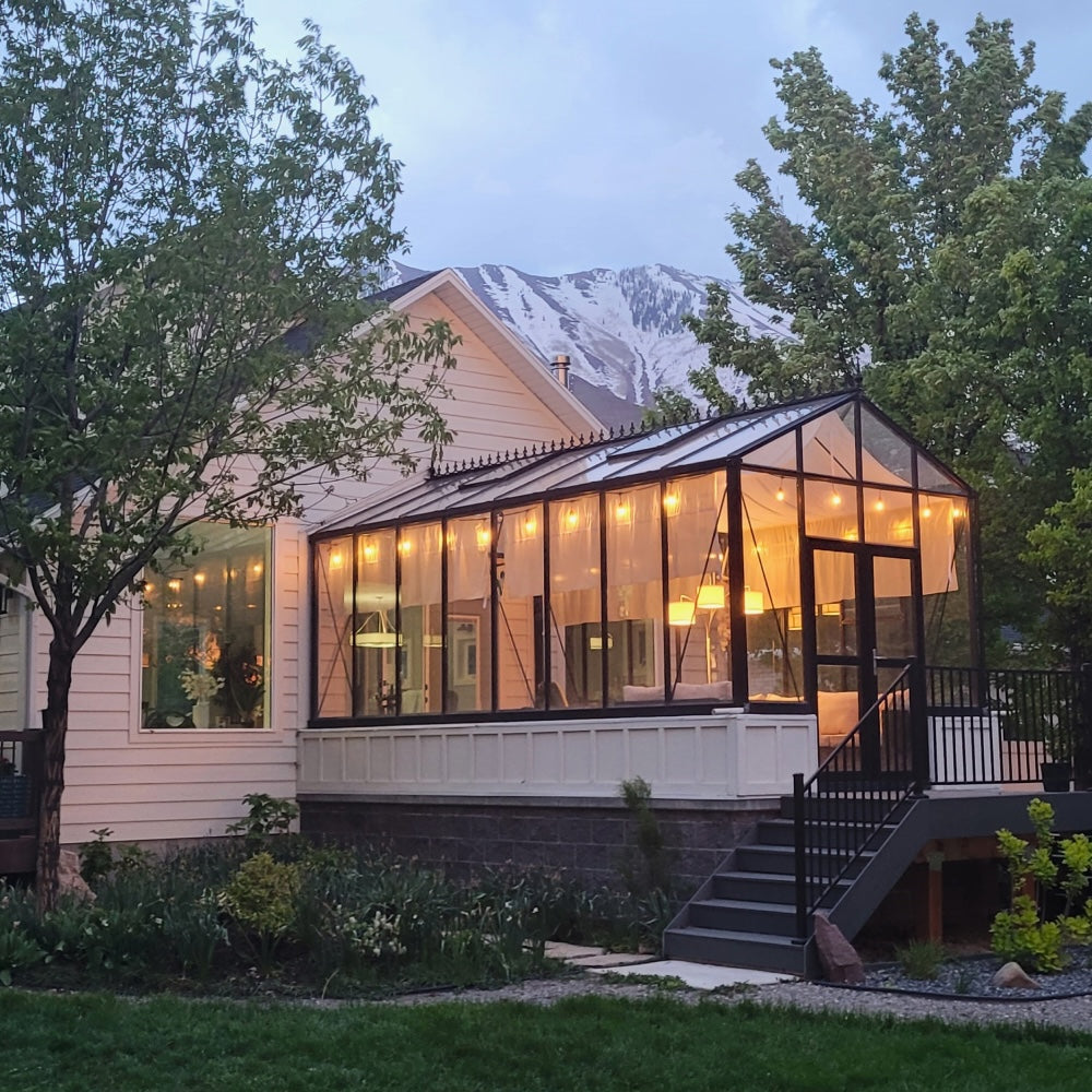 Janssens | 10x15 ft EOS Wall-Mounted Glass Greenhouse/Sunroom Kit With 4mm Tempered Glass