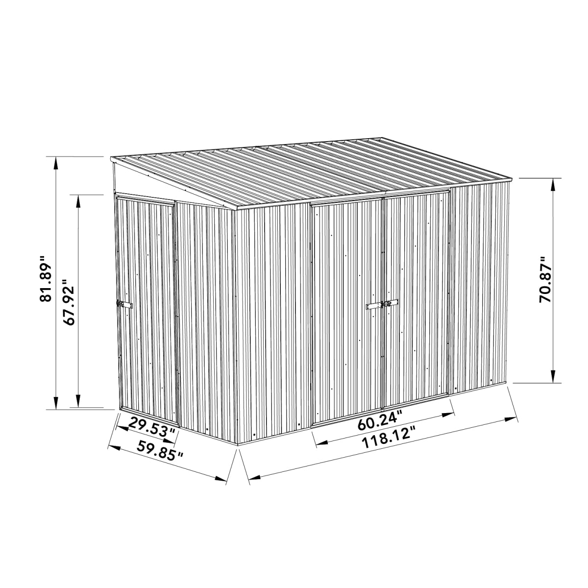 Absco | 10x5 ft Lean To Metal Bike Shed