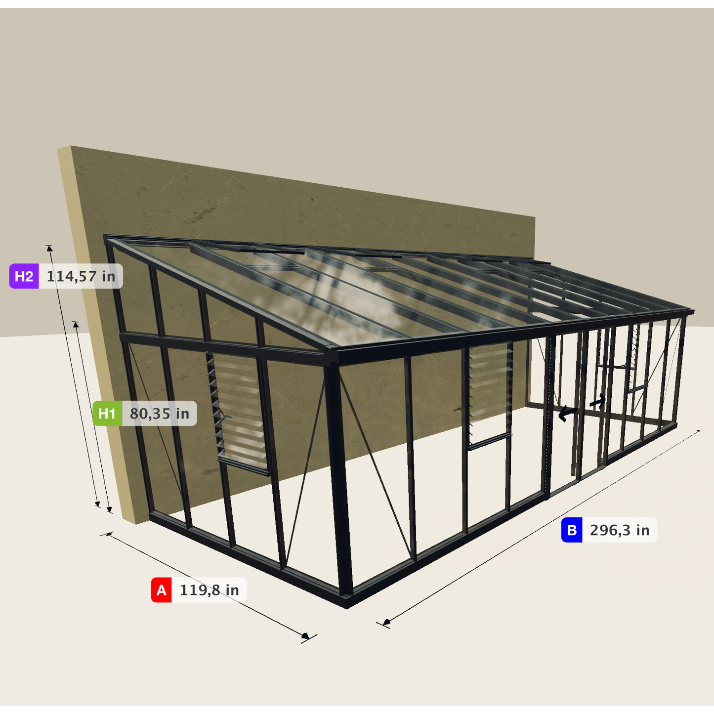 Janssens | Arcadia Lean-To Glass Greenhouse/Sunroom with 4mm Tempered Glass Glazing (Custom WVL542) - MyGreenhouseStore.com