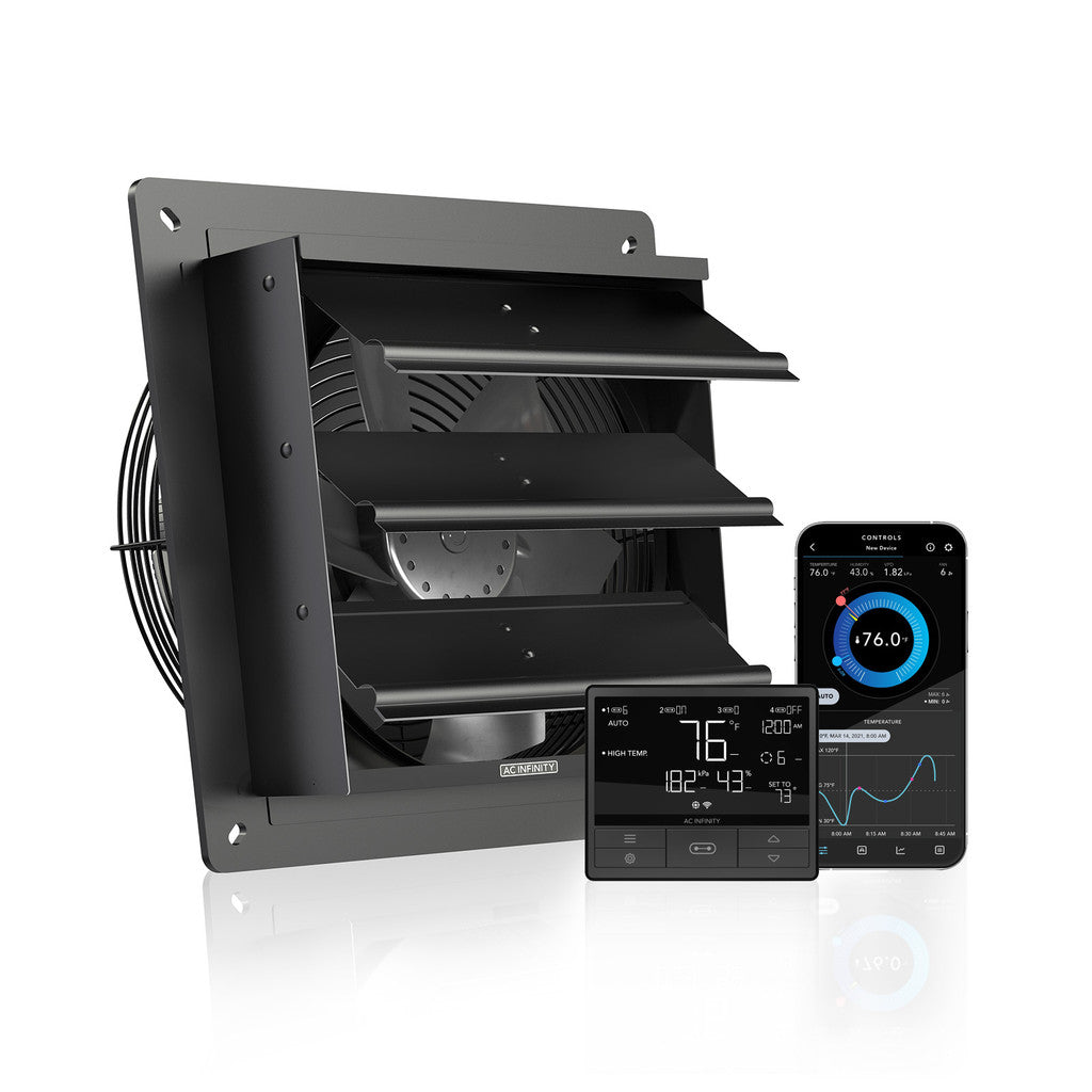 AC Infinity | AIRLIFT Shutter Exhaust Ventilation Fan With Temperature Humidity Controller