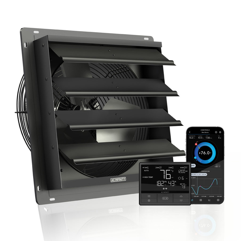 AC Infinity | AIRLIFT Shutter Exhaust Ventilation Fan With Temperature Humidity Controller