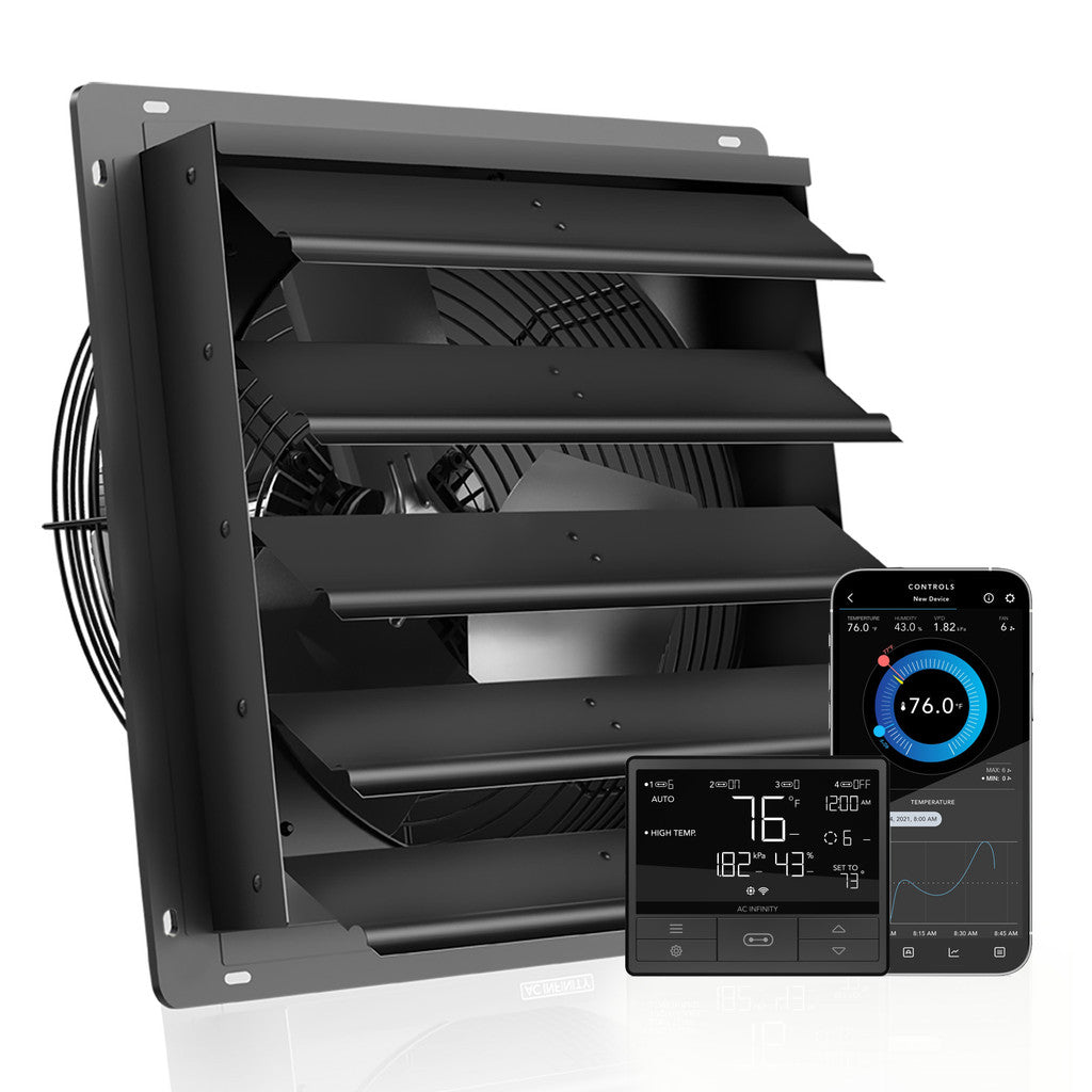 AC Infinity | AIRLIFT Shutter Exhaust Ventilation Fan With Temperature Humidity Controller