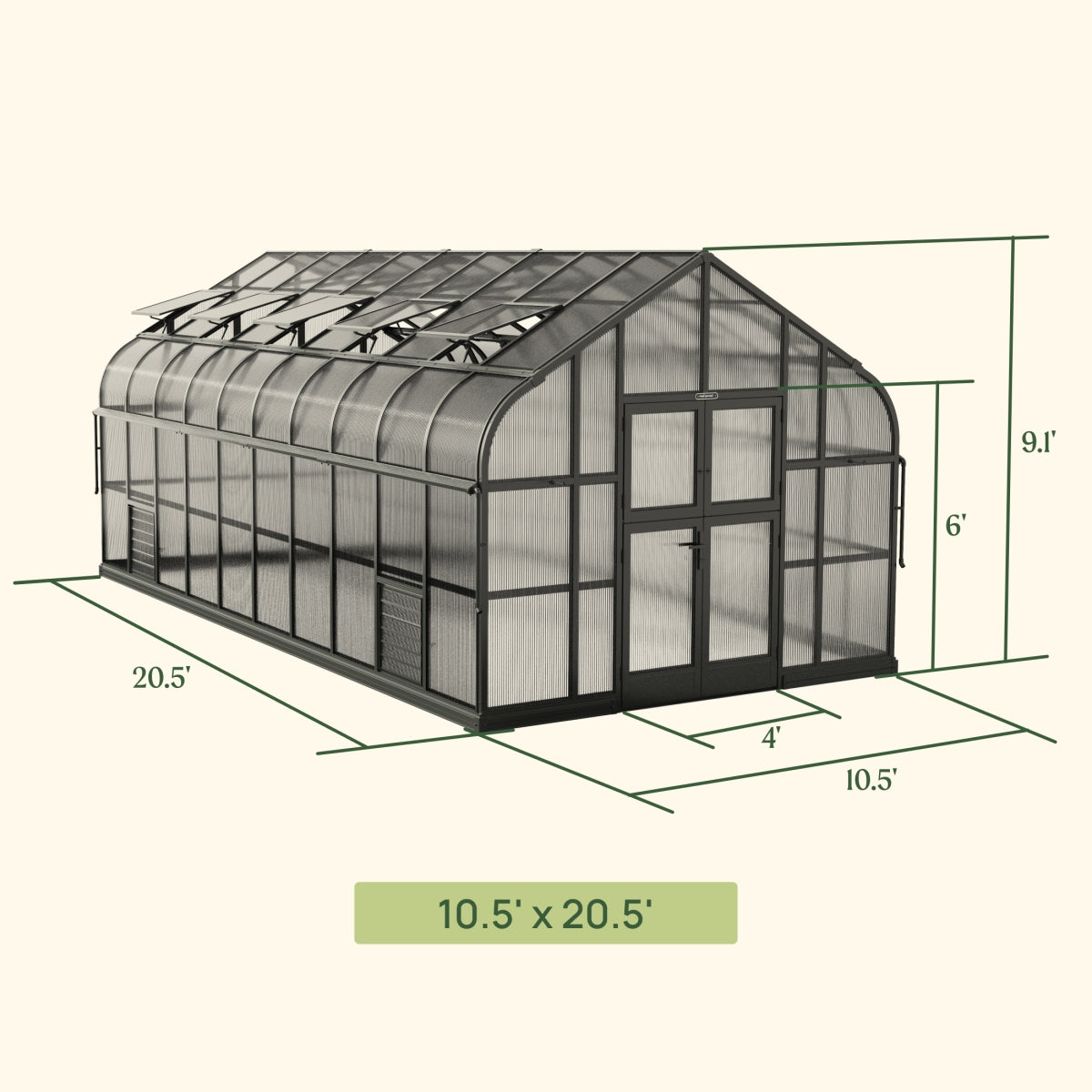 Vego | Pacific Greenhouse Kit 10ft 6in Wide