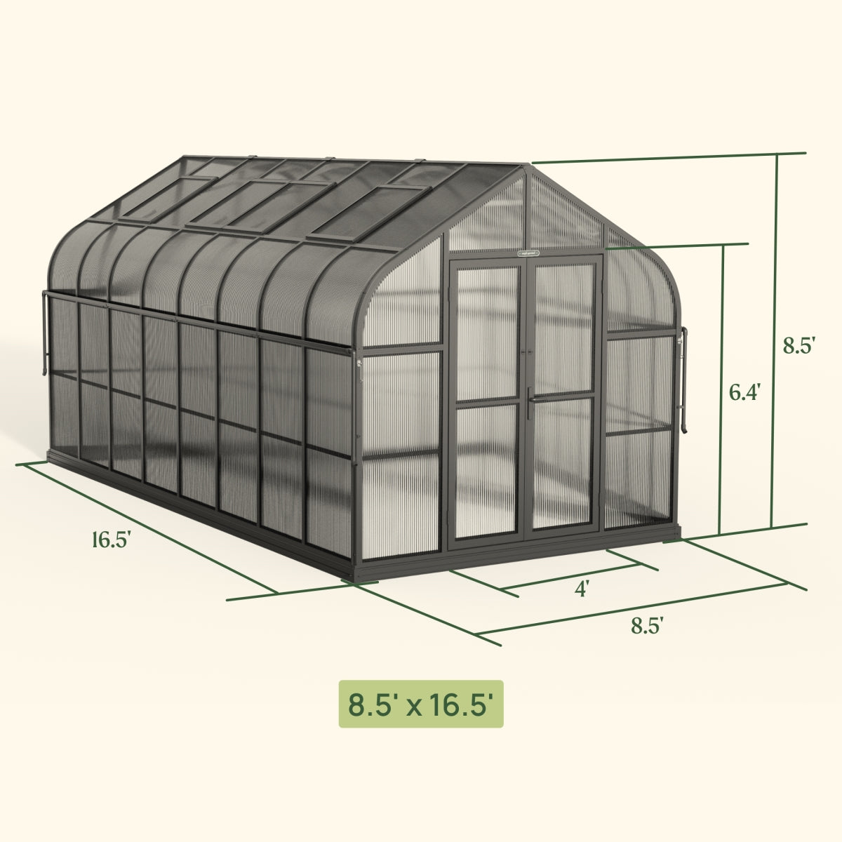 Vego | Pacific Greenhouse Kit 8ft 6in Wide