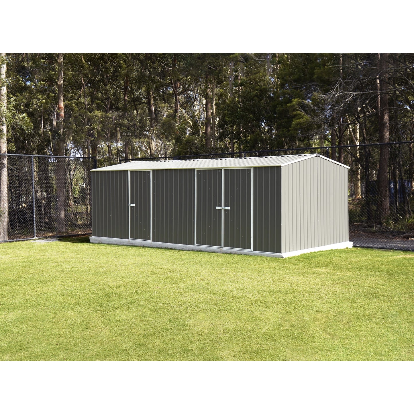 Absco | 20x10x6.6 ft Workshop Metal Shed - Woodland Gray