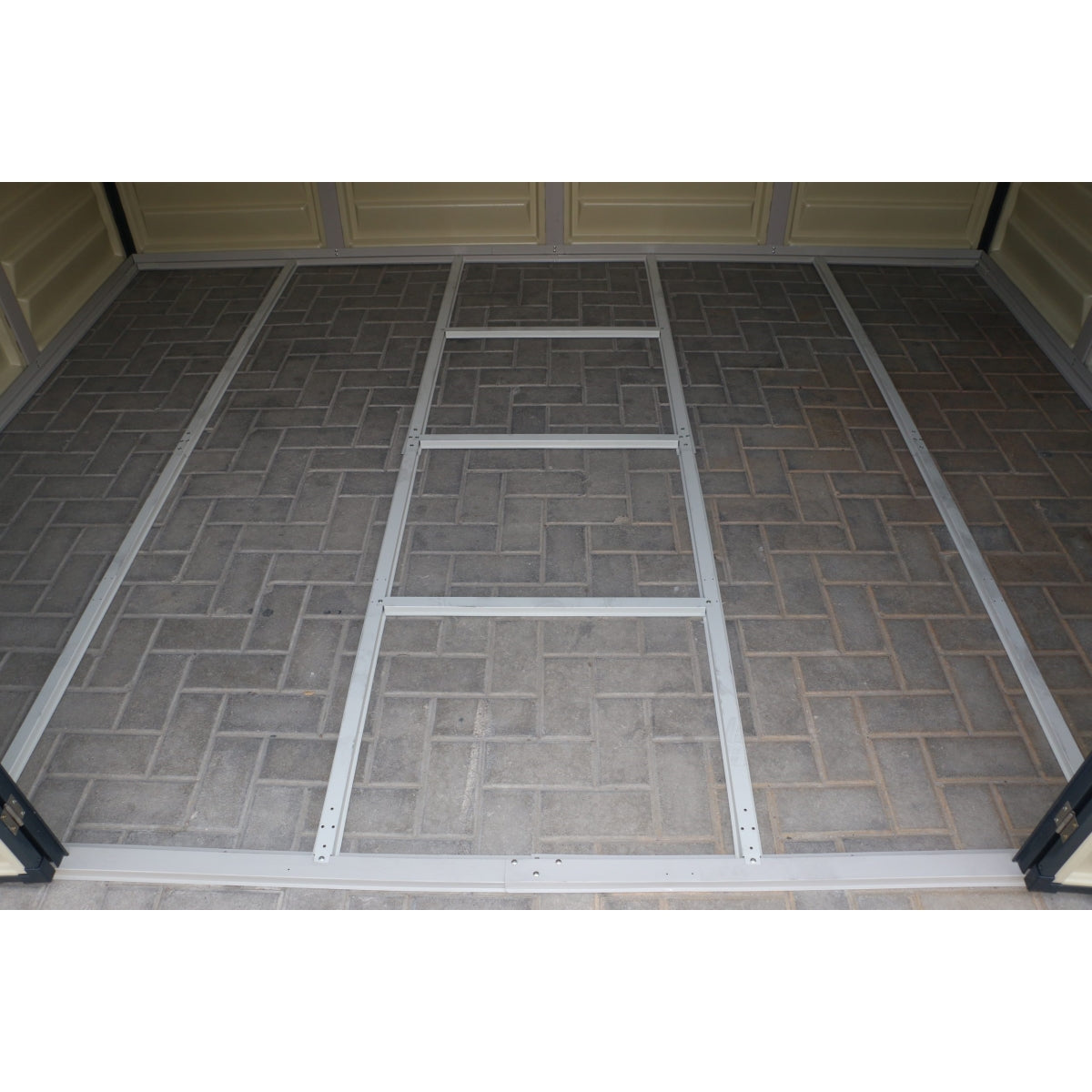 DuraMax | 10x8x7 ft Woodside Plus Vinyl Plastic Storage Shed with Foundation