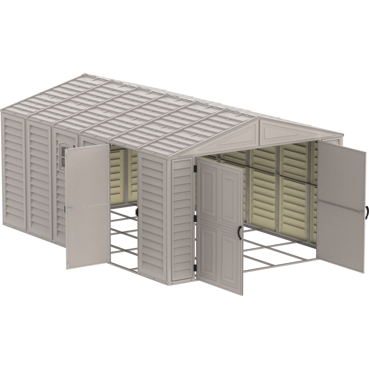 DuraMax | Woodbridge 10 ft 6 in Wide Vinyl Plastic Standalone Garage or Storage Building With Foundation Kit