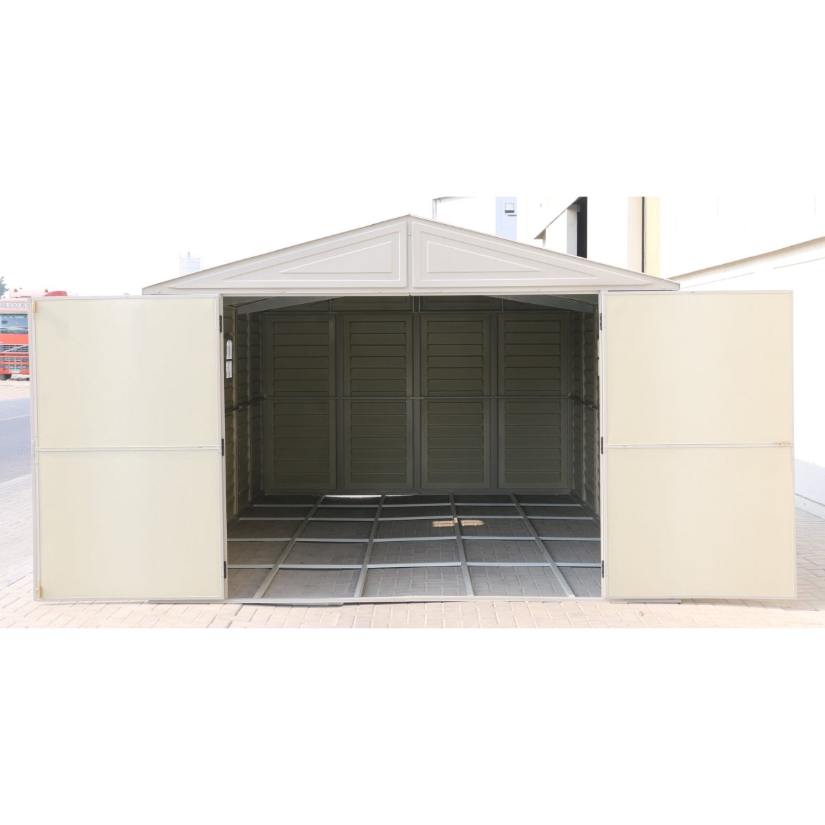 DuraMax | Woodbridge 10 ft 6 in Wide Vinyl Plastic Standalone Garage or Storage Building With Foundation Kit