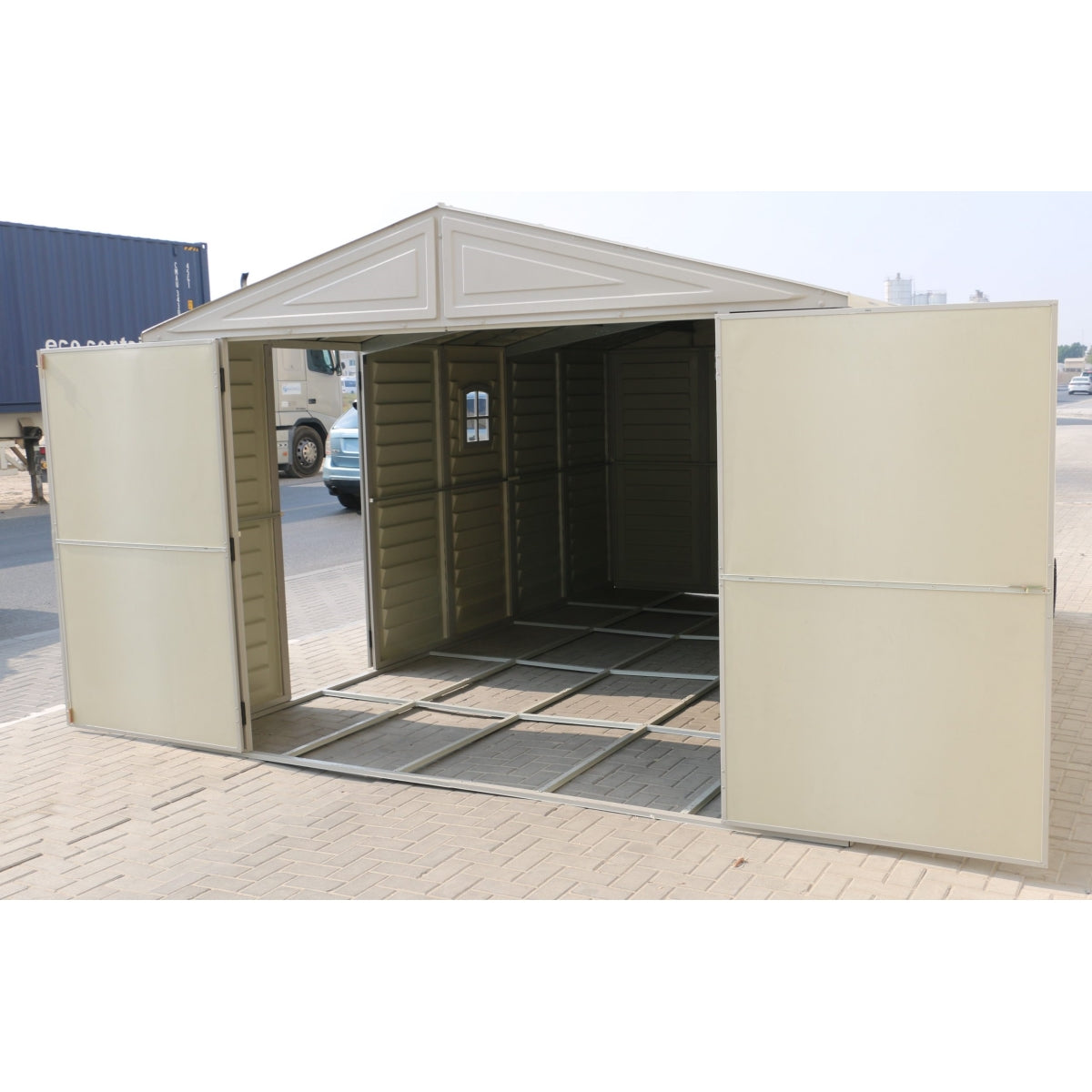 DuraMax | Woodbridge 10 ft 6 in Wide Vinyl Plastic Standalone Garage or Storage Building With Foundation Kit