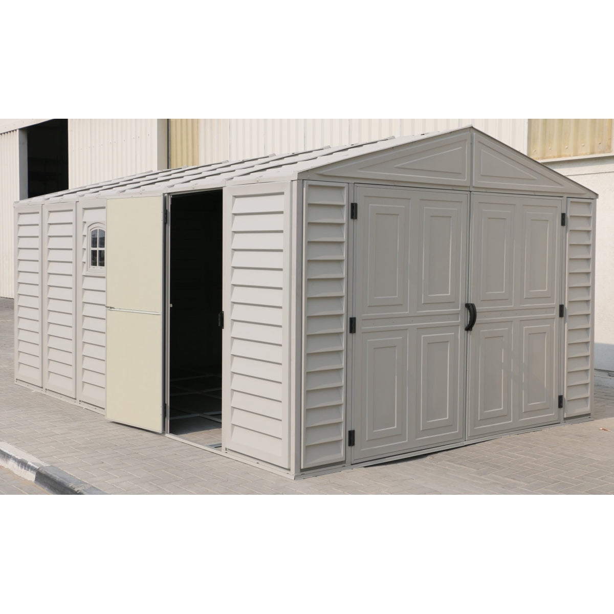 DuraMax | Woodbridge 10 ft 6 in Wide Vinyl Plastic Standalone Garage or Storage Building With Foundation Kit