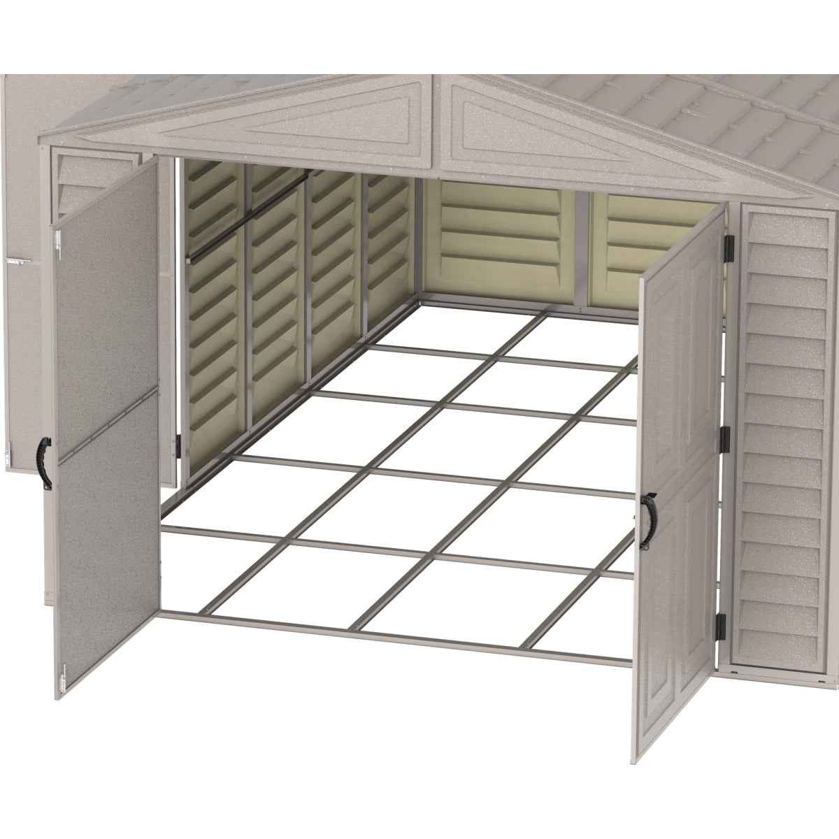 DuraMax | Woodbridge 10 ft 6 in Wide Vinyl Plastic Standalone Garage or Storage Building With Foundation Kit