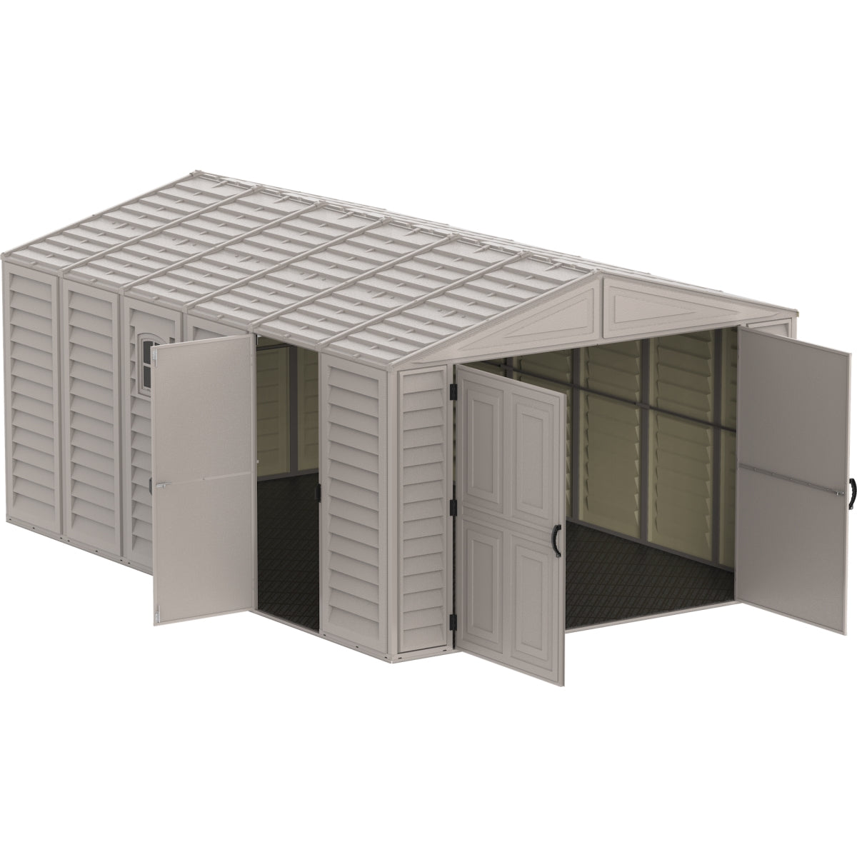 DuraMax | Woodbridge 10 ft 6 in Wide Vinyl Plastic Standalone Garage or Storage Building With Foundation Kit
