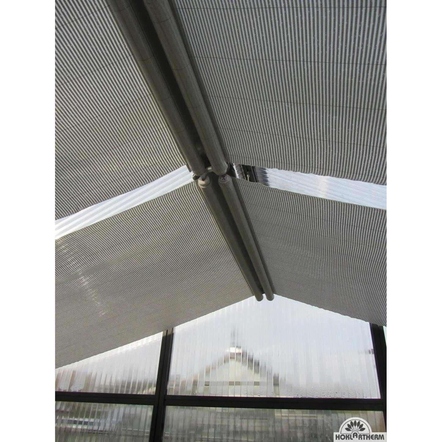 Hoklartherm | Retractable Roller Shade Cloth Curtains for Greenhouses 8ft long in 6 widths, White Aluminized