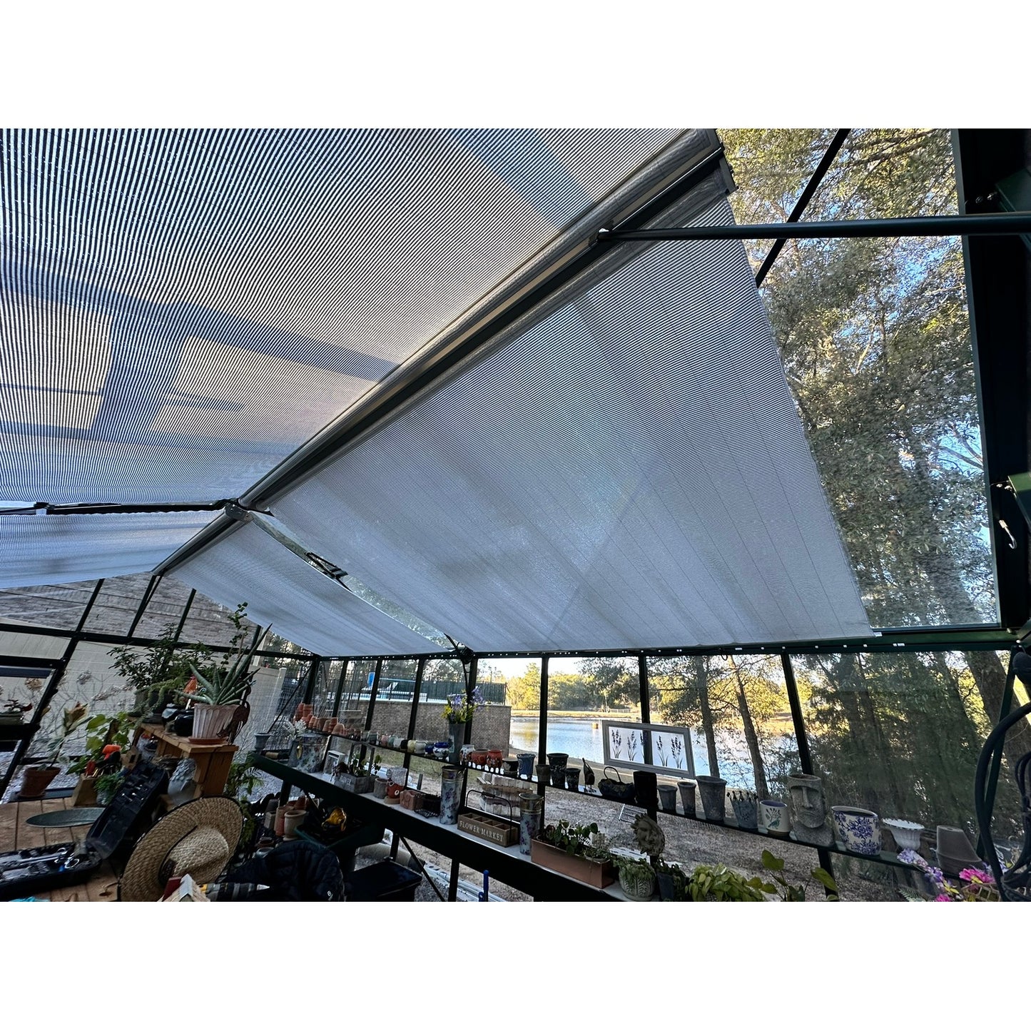 Hoklartherm | Retractable Roller Shade Cloth Curtains for Greenhouses 8ft long in 6 widths, White Aluminized