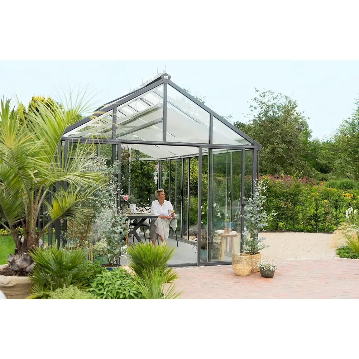 Hoklartherm | 11.5 ft wide 10.5 ft tall Livingten Double-Pane Insulated Glass Greenhouse Kit With 22mm ISO Safety Glass Glazing, three sizes