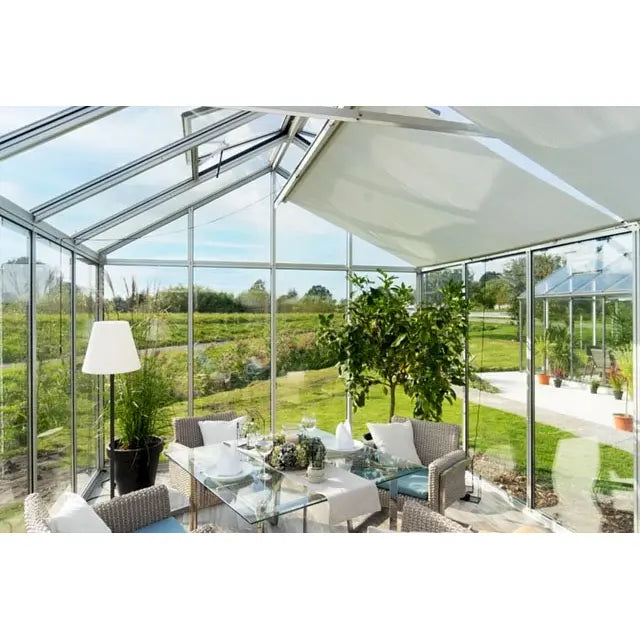 Hoklartherm | 11.5 ft wide 10.5 ft tall Livingten Double-Pane Insulated Glass Greenhouse Kit With 22mm ISO Safety Glass Glazing, three sizes