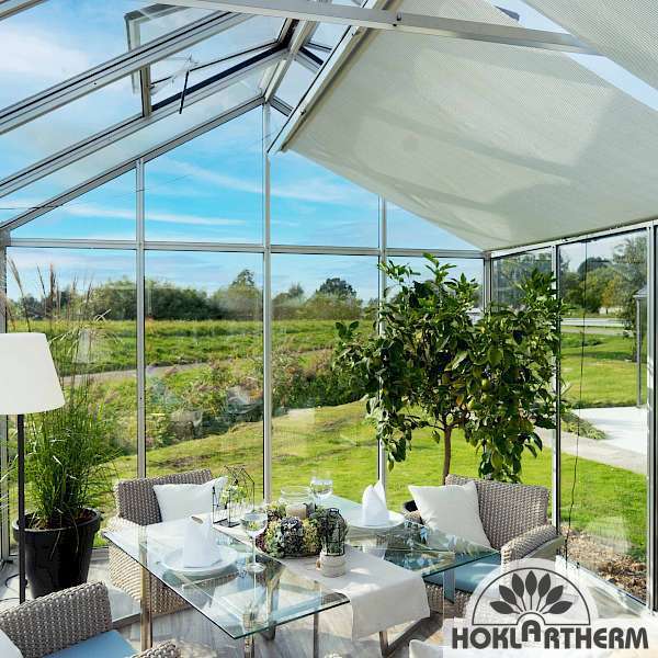 Hoklartherm | 11.5 ft wide 10.5 ft tall Livingten Double-Pane Insulated Glass Greenhouse Kit With 22mm ISO Safety Glass Glazing, three sizes