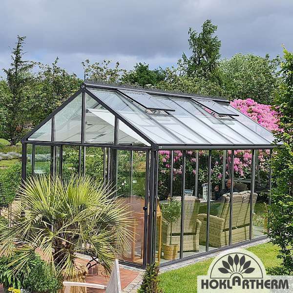 Hoklartherm | 11.5 ft wide 10.5 ft tall Livingten Double-Pane Insulated Glass Greenhouse Kit With 22mm ISO Safety Glass Glazing, three sizes