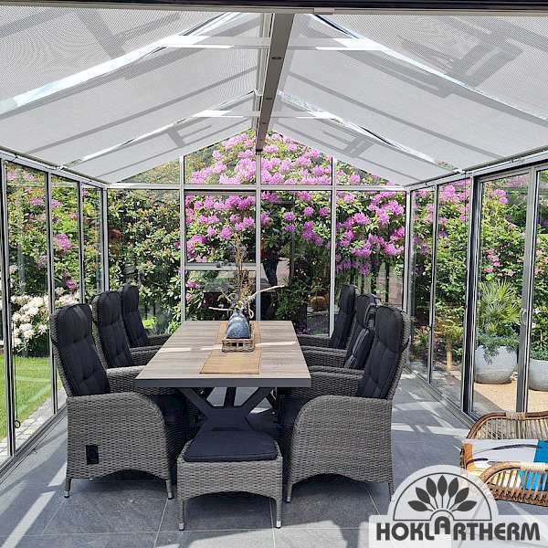 Hoklartherm | 11.5 ft wide 10.5 ft tall Livingten Double-Pane Insulated Glass Greenhouse Kit With 22mm ISO Safety Glass Glazing, three sizes