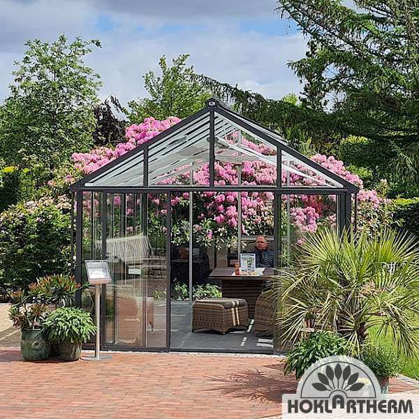 Hoklartherm | 11.5 ft wide 10.5 ft tall Livingten Double-Pane Insulated Glass Greenhouse Kit With 22mm ISO Safety Glass Glazing, three sizes