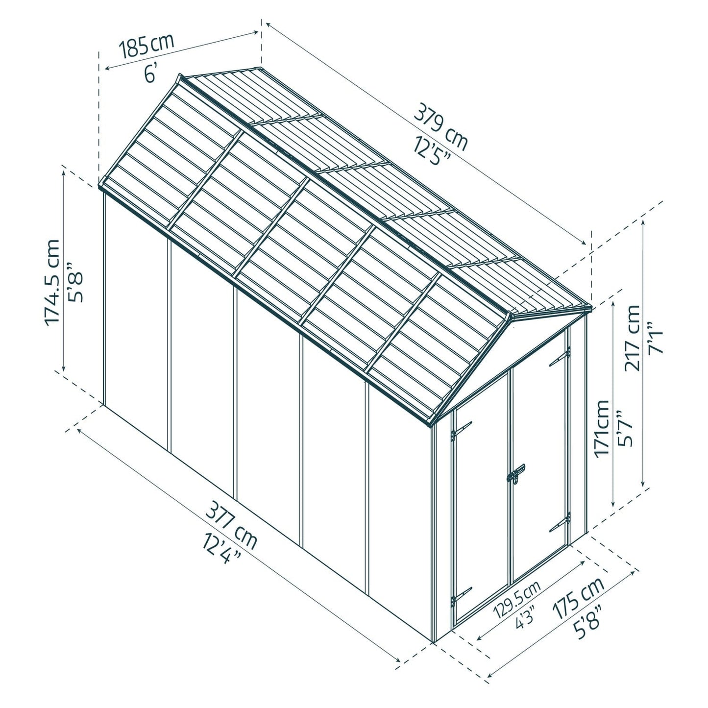 Palram - Canopia | Rubicon 6ft Ultra Durable Outdoor Storage Shed for Garden Dark Grey Series