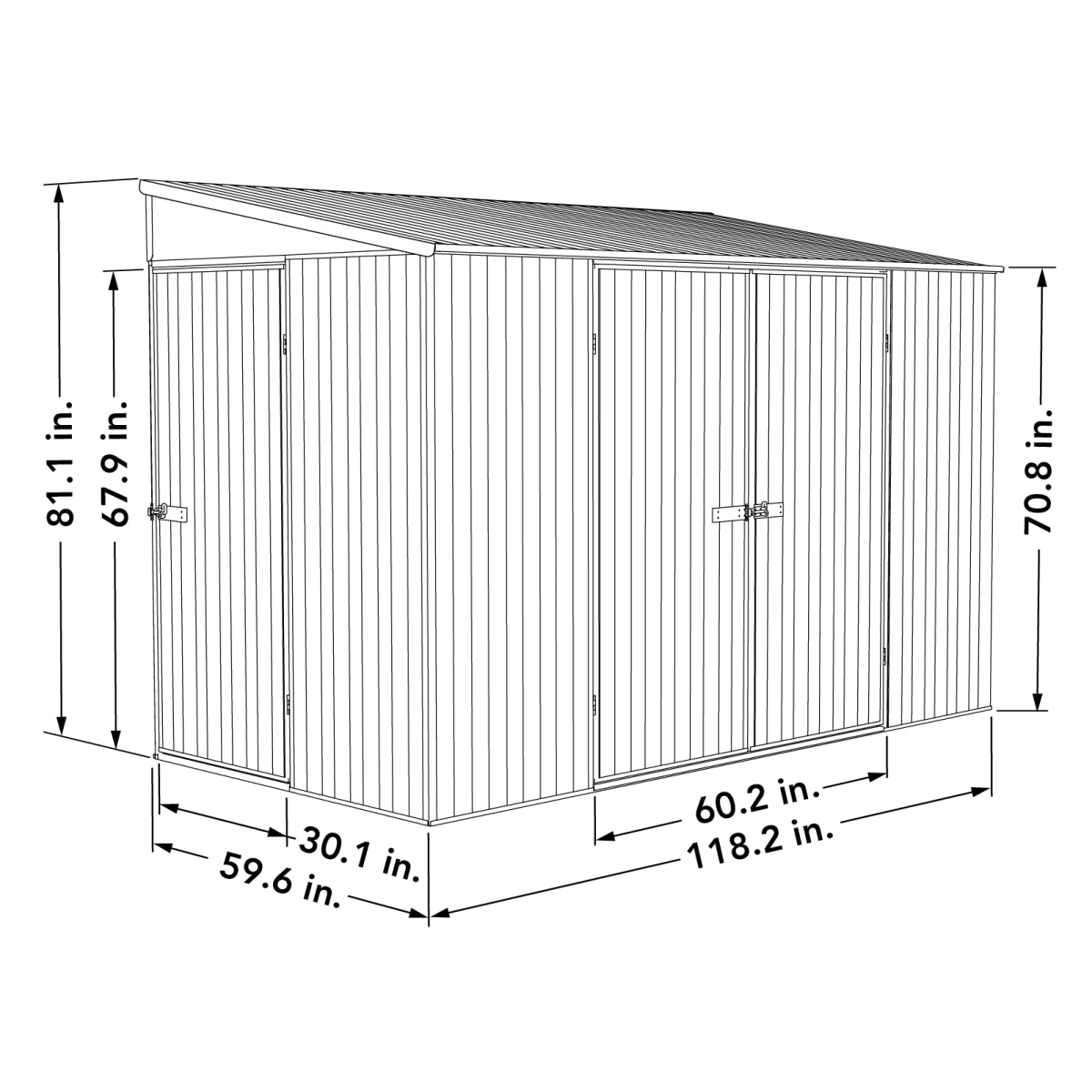 Absco | 10x5 ft Lean To Metal Bike Shed