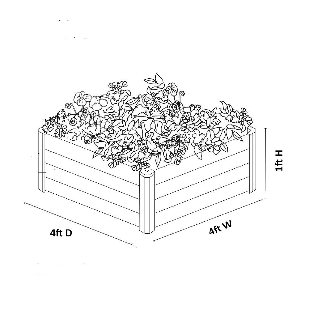 Absco | 4x4x1 ft Square Raised Garden Bed