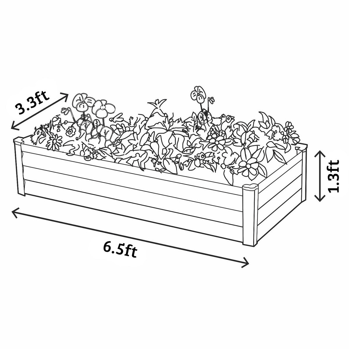 Absco | 6x3x1.3 ft Raised Garden Bed - Woodland Gray