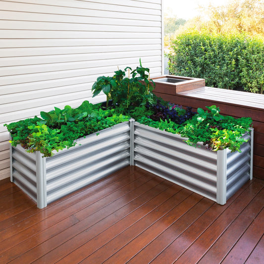 Absco | 4.9x4.9x1.3 ft L Shaped Raised Garden Bed - Woodland Gray