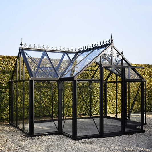 Janssens | 10x13x8 ft Junior Orangerie Glass Greenhouse Kit With 4mm Tempered Glass Glazing