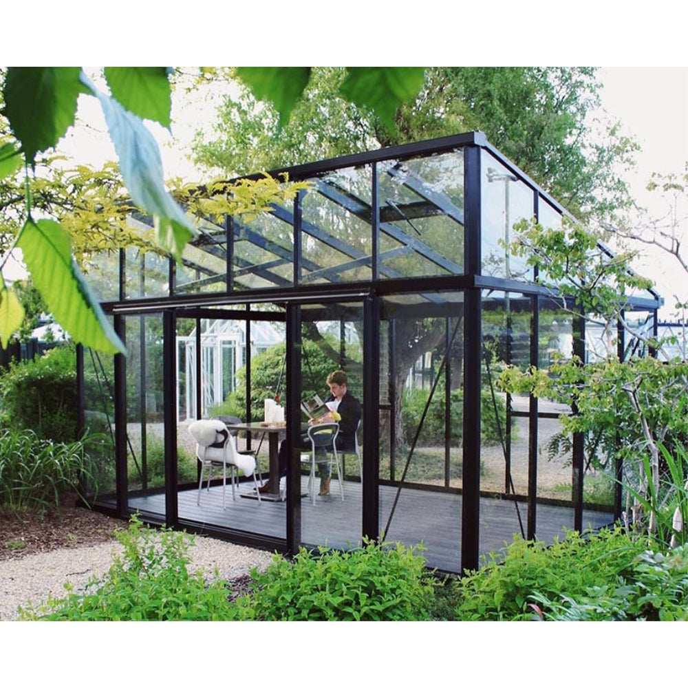 Janssens | Modern Pent Roof Glass Greenhouse Kit With 4mm Tempered Glass Glazing
