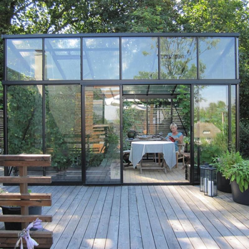 Janssens | Modern Pent Roof Glass Greenhouse Kit With 4mm Tempered Glass Glazing