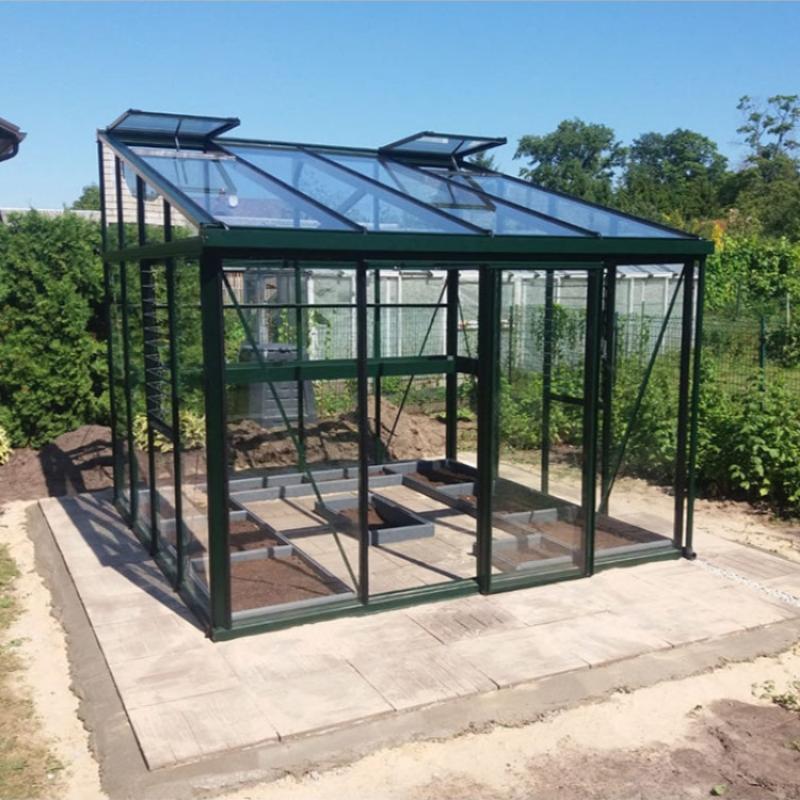 Janssens | Modern Pent Roof Glass Greenhouse Kit With 4mm Tempered Glass Glazing