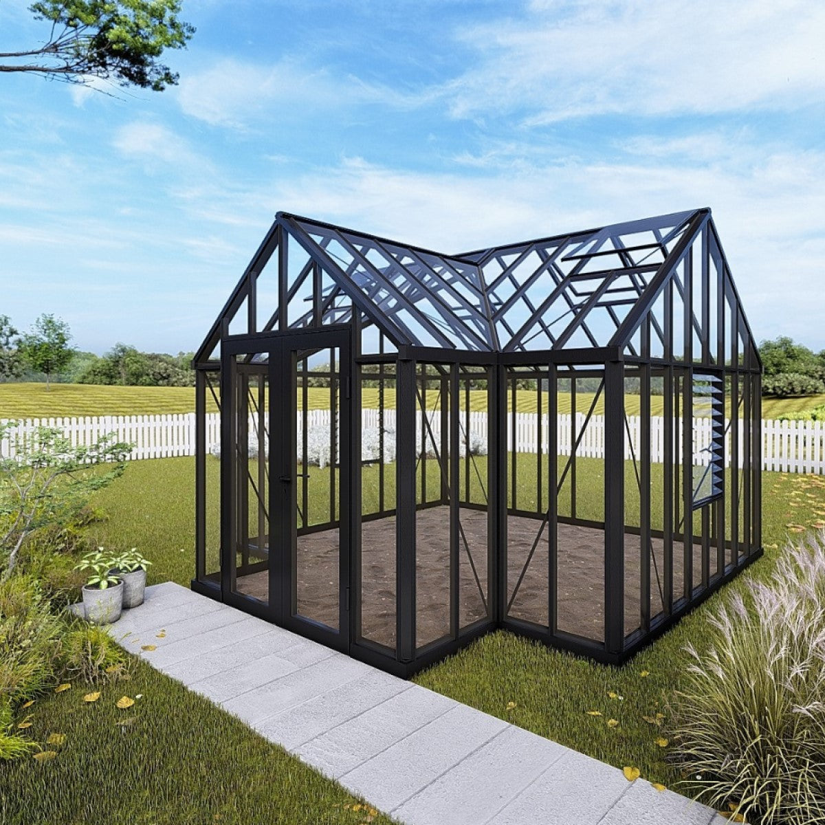 Janssens | 13x13x10 Ft Royal EOS T Glass Greenhouse Kit With 4mm Tempered Glass Glazing