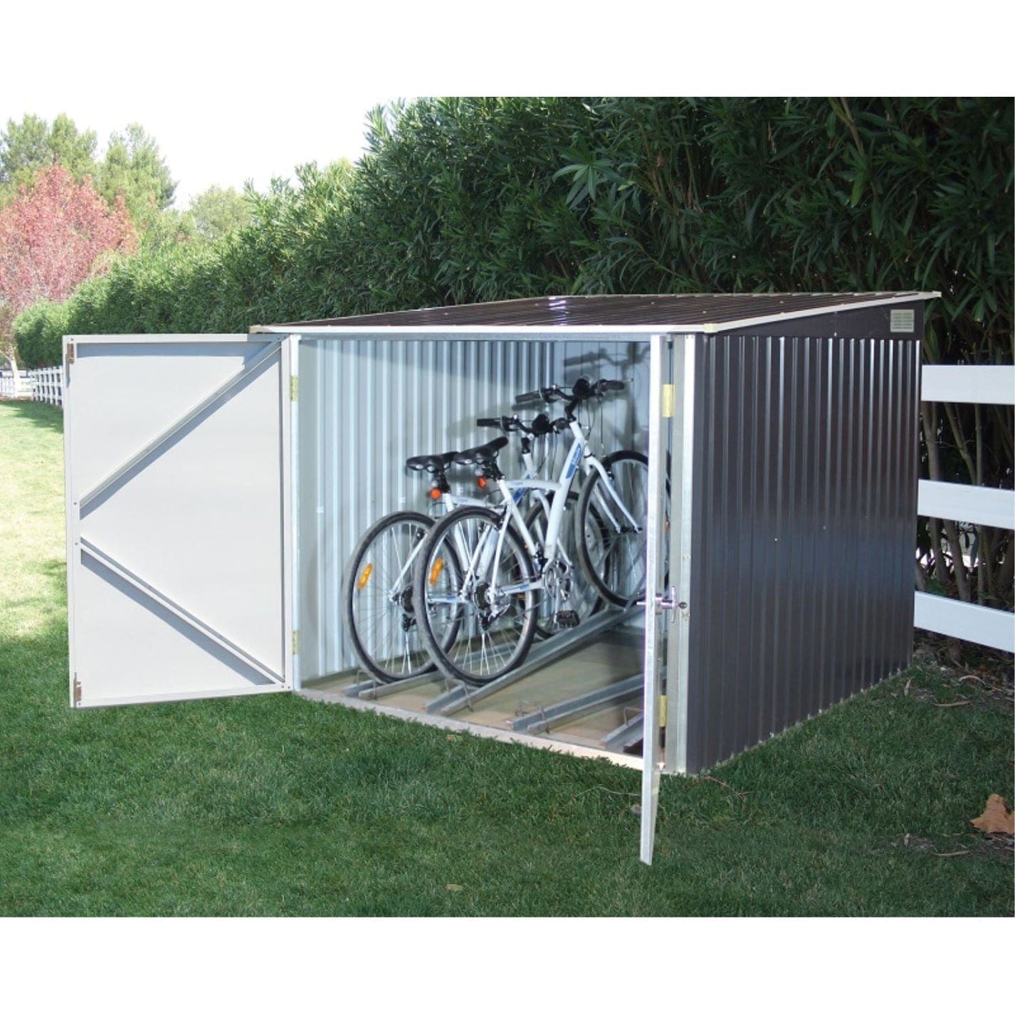 Duramax Bike Shed Kit without Foundation DuraMax | Bicycle Storage Shed Anthracite with White Trim | Western States 73051_CA