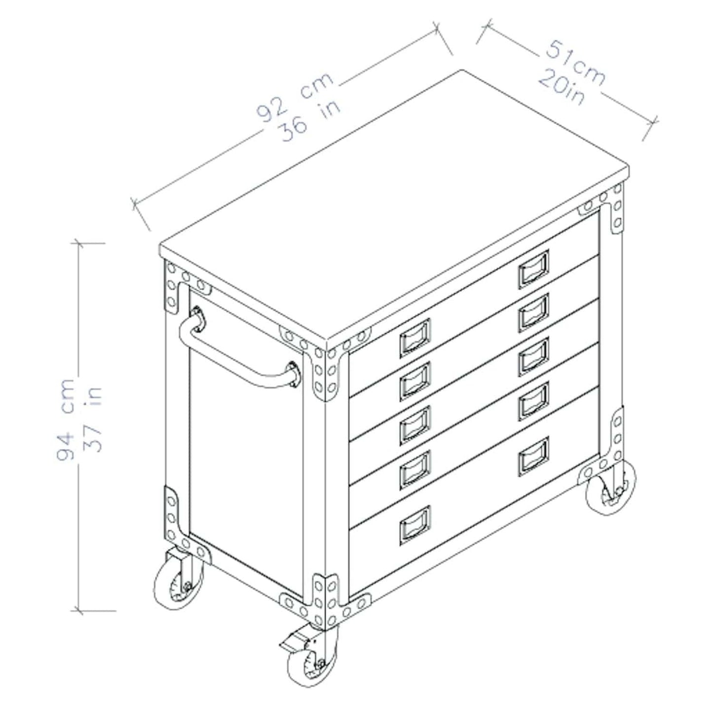 Duramax Furnitures DuraMax | 36" 5 Drawer Rolling Tool Chest with Wood Top 68006