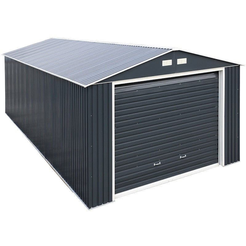 Duramax Metal Garage Kit DuraMax | Imperial Metal Garage 12X26 Dark Gray with White | Western States 55151_CA