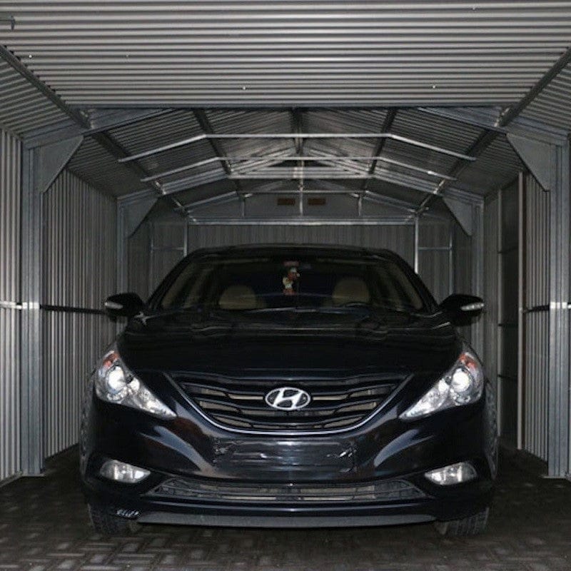 Duramax Metal Garage Kit DuraMax | Imperial Metal Garage 12X26 Dark Gray with White | Western States 55151_CA