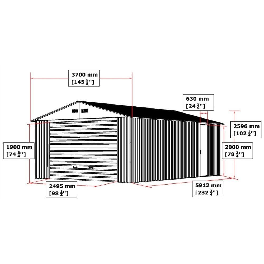 Duramax Metal Garage Kit DuraMax | Imperial Metal Garage 12X26 Dark Gray with White | Western States 55151_CA