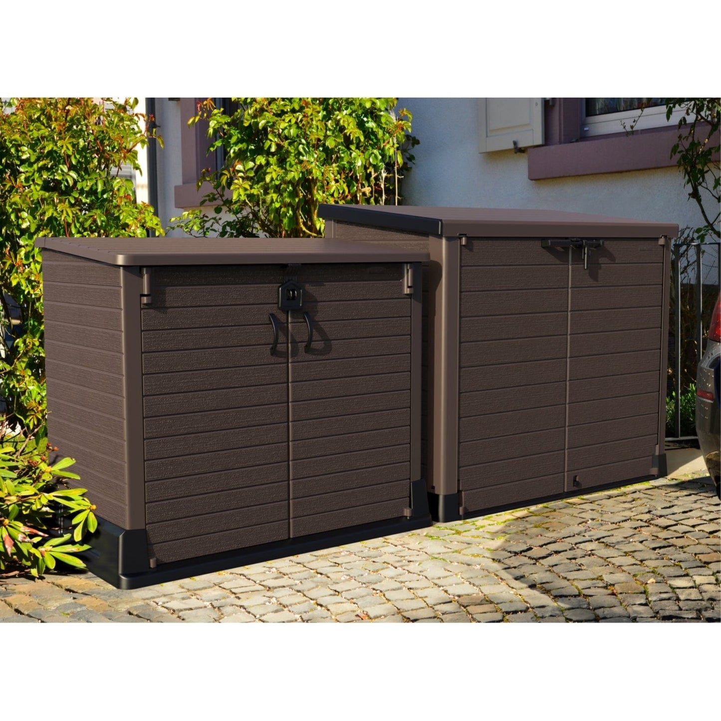 Duramax shed cabinet DuraMax | Heavy Plastic StoreAway Multipurpose Horizontal Shed with Flat Lid - 1200L - Brown 86631