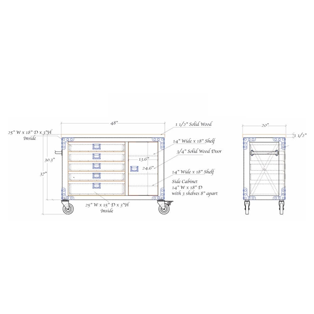 Duramax Rolling Tool Chest 5 Drawers - 48" - mygreenhousestore.com