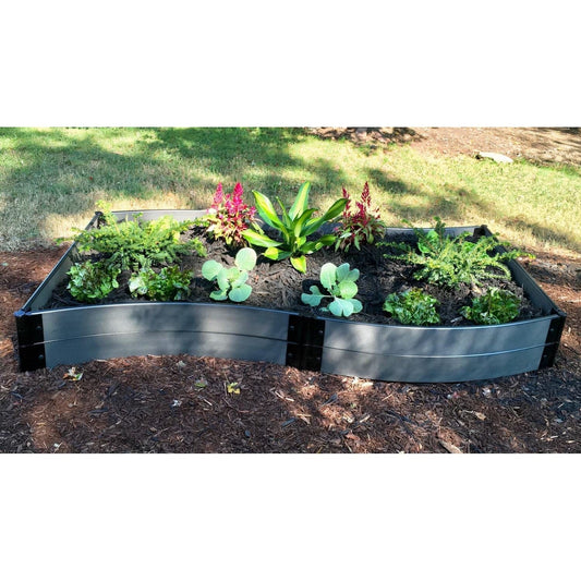 Frame It All Gardening Accessories Frame It All | Tool-Free Wavy Navy Raised Garden Bed 4' X 8' X 22" - Weathered Wood - 1" Profile 800004072