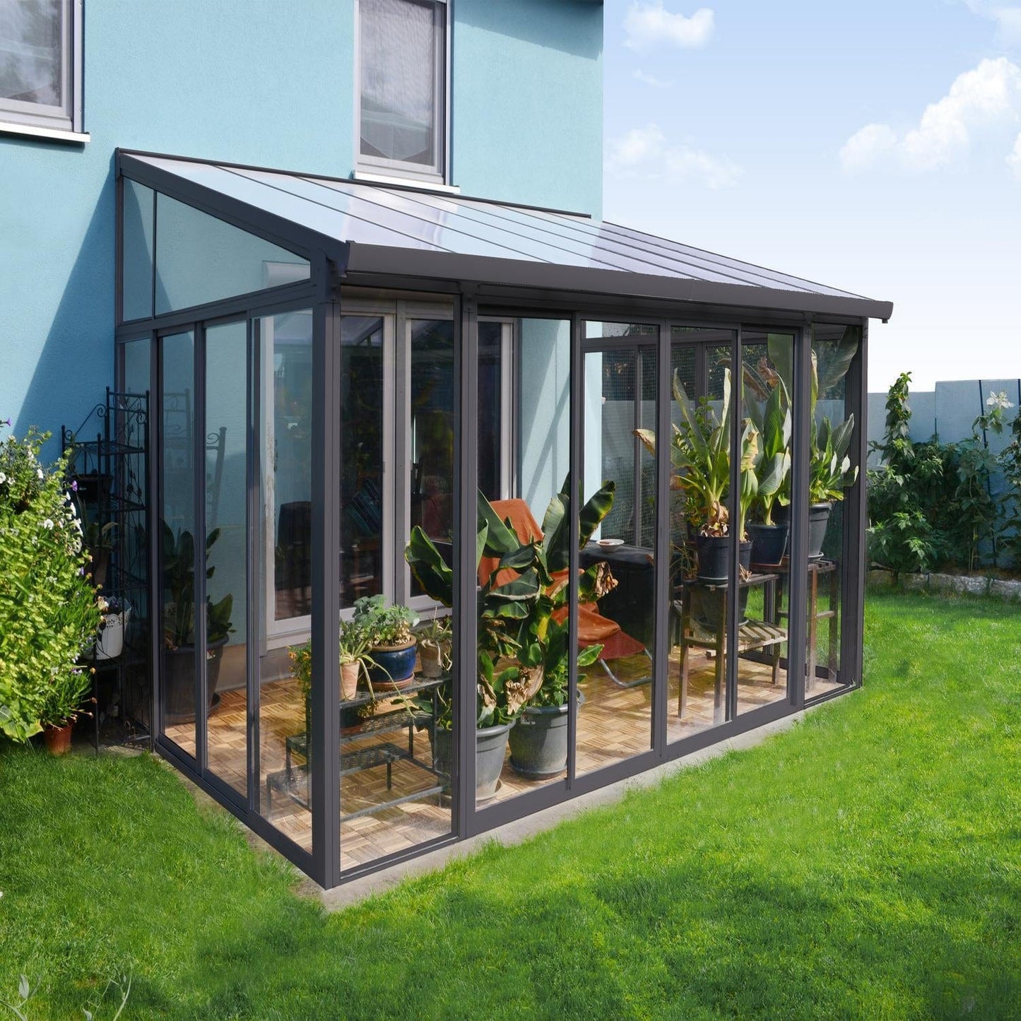 Palram - Canopia Add-a-Room Palram - Canopia | SanRemo 10x14 ft Patio Enclosure - Gray/Clear HG9064