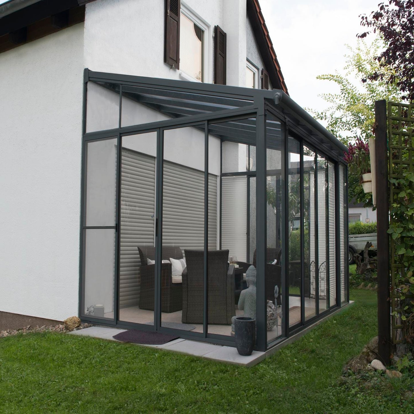 Palram - Canopia Add-a-Room Palram - Canopia | SanRemo 10x14 ft Patio Enclosure - Gray/Clear HG9064