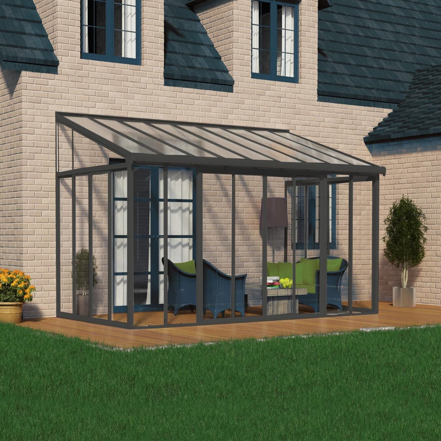 Palram - Canopia Add-a-Room Palram - Canopia | SanRemo 10x18 ft Patio Enclosure - Gray/Clear HG9065