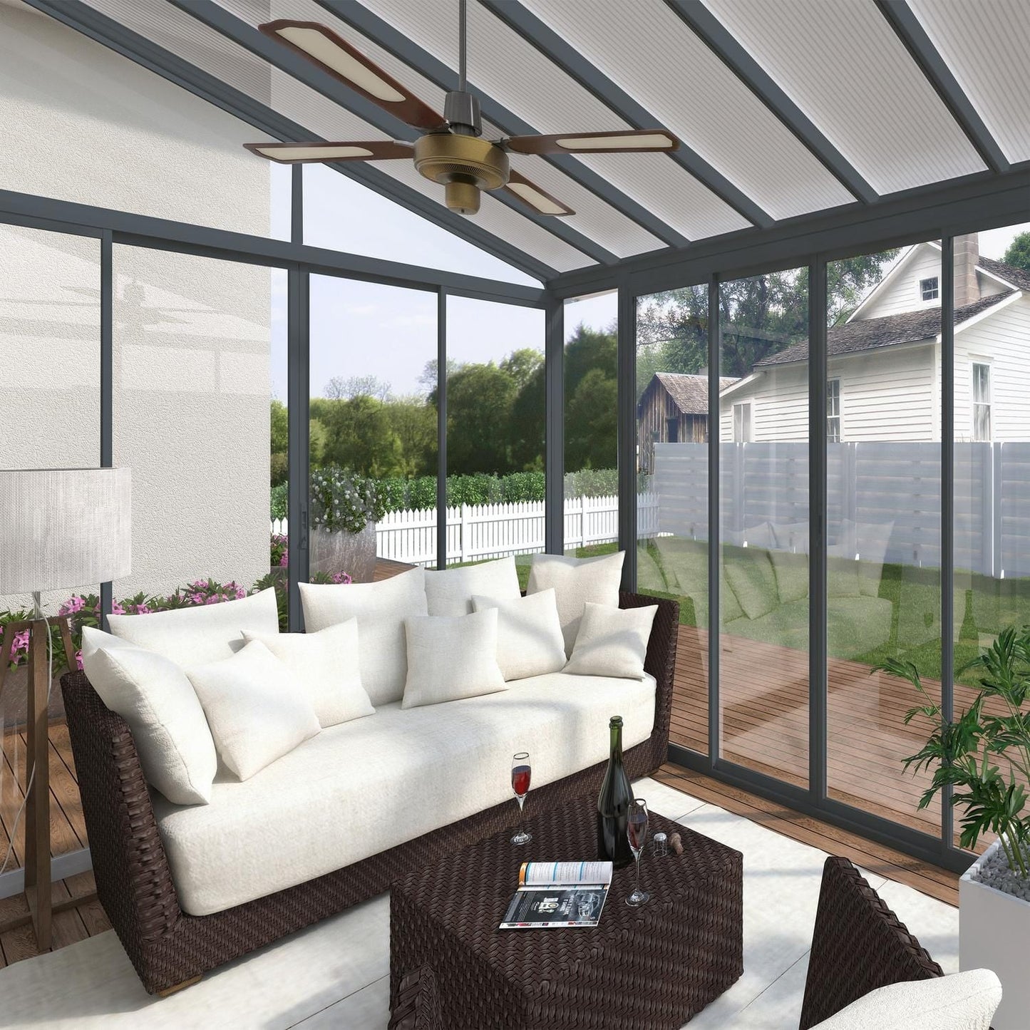 Palram - Canopia Add-a-Room Palram - Canopia | SanRemo 10x18 ft Patio Enclosure - Gray/Clear HG9065