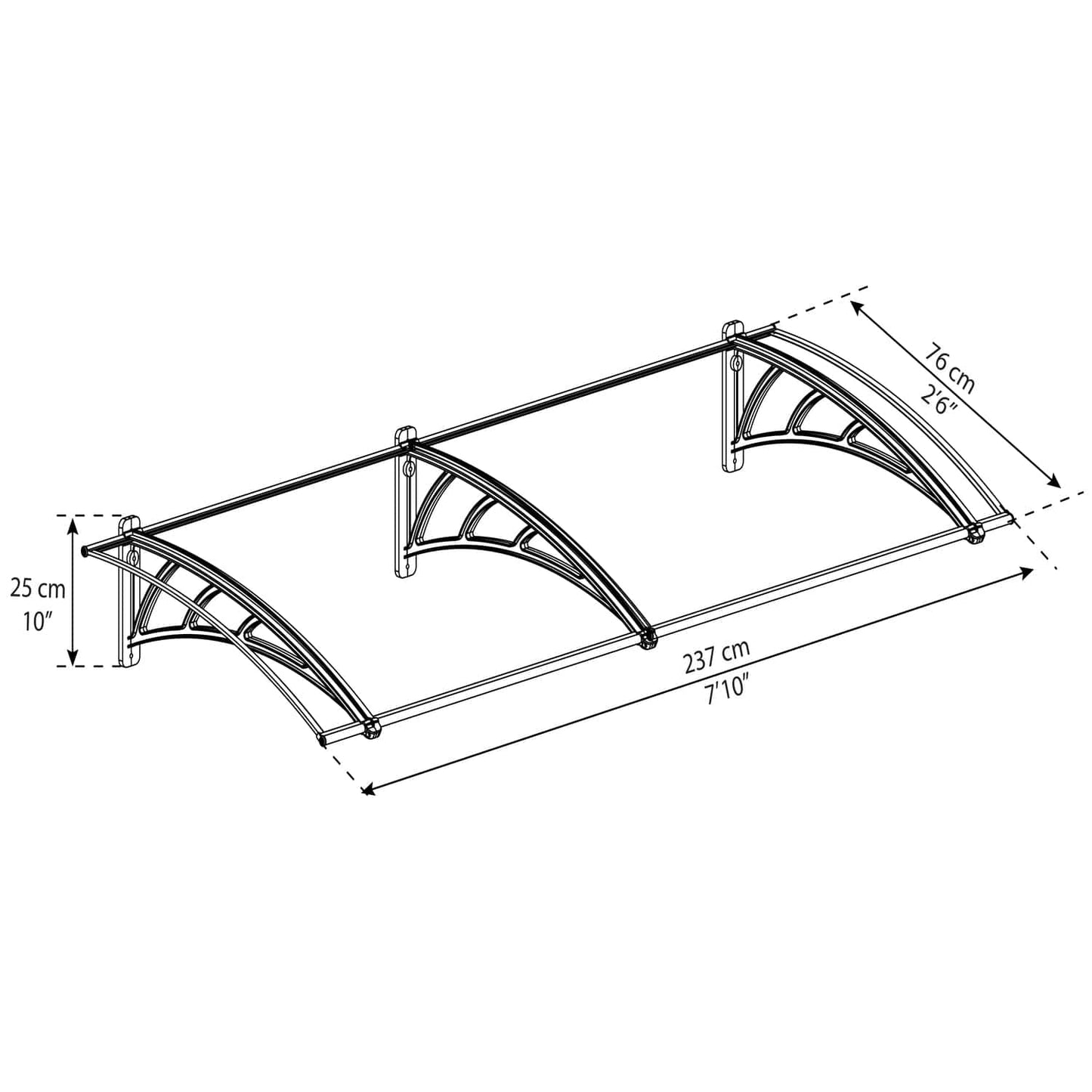 Palram - Canopia Awnings Palram - Canopia | Neo 2360 8x3 ft Awning - Gray/Clear HG9567