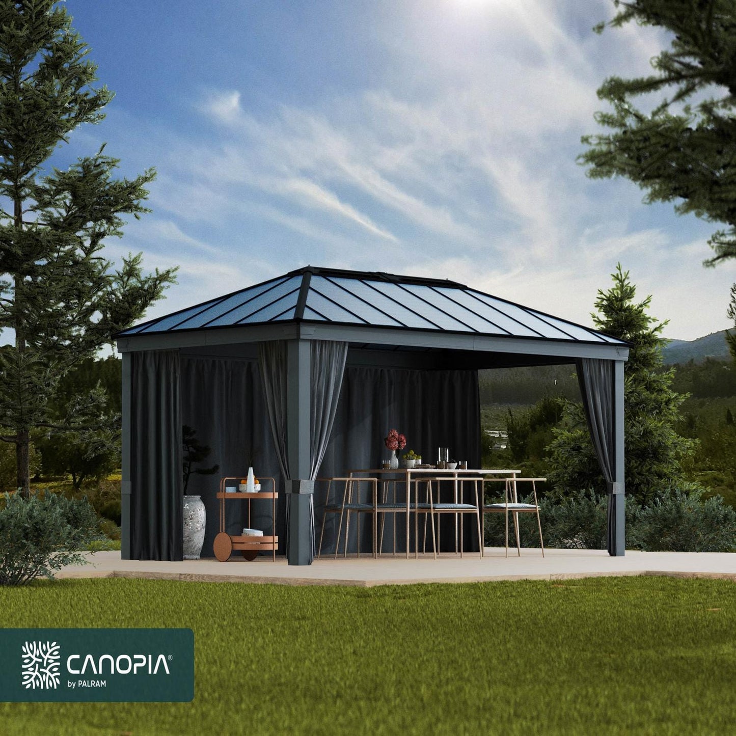 Palram - Canopia Gazebo Accessories Palram - Canopia | Dallas 6100 12x20 ft Curatin Set HG2007